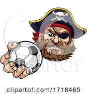 Poster, Art Print Of Pirate Soccer Football Ball Sports Mascot Cartoon