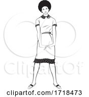 Poster, Art Print Of Black And White Lady In A Fashionable Dress