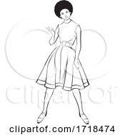 Poster, Art Print Of Black And White Lady Presenting In A Fashionable Dress