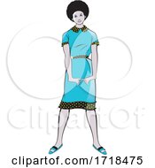 Poster, Art Print Of Beautiful Black Lady In A Fashionable Blue Dress