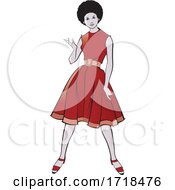 Poster, Art Print Of Beautiful Black Lady In A Fashionable Red Dress