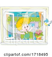 Poster, Art Print Of Boy Stretching In A Window