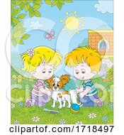 Poster, Art Print Of Boy And Girl With A Dog