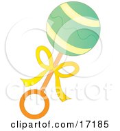 Poster, Art Print Of Green Yellow And Orange Baby Rattle Toy