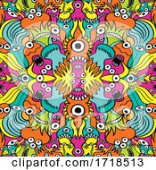 Poster, Art Print Of Pattern Of Colorful Aquatic Monsters