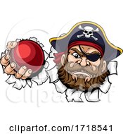 Poster, Art Print Of Pirate Cricket Ball Sports Mascot Cartoon