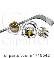 Poster, Art Print Of Eagle Ice Hockey Player Animal Sports Mascot