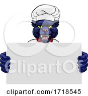 Poster, Art Print Of Panther Chef Cartoon Restaurant Mascot Sign