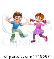 Boy And Girl Kid Cartoon Child Characters Dancing