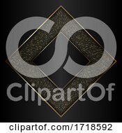 Poster, Art Print Of Decorative Gold And Black Background With Metallic Gold Frame