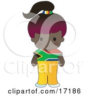 Cute African Girl Wearing A Flag Of South Africa Shirt