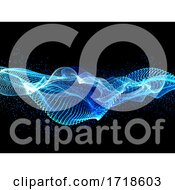 Poster, Art Print Of 3d Flowing Particles Background With Cyber Dots