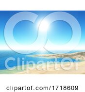 Poster, Art Print Of 3d Tropical Beach Scene With Clear Blue Sky