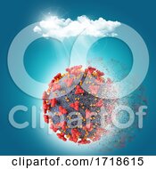 3D Rmedical Image Of Covid 19 Virus Cell Disintegrating Under Sunlight