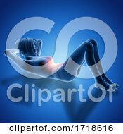 Poster, Art Print Of 3d Female Figure In Sit Up Pose With Muscles Used Highlighted