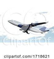 Poster, Art Print Of Airplane Isolated On Cloud Sky Background