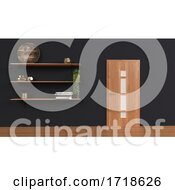 Set Of Shelves Isolated On Wall Background