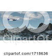 Poster, Art Print Of Airplane Isolated On Snowy Mountain Background