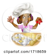 Black Girl Cartoon Child Chef Cook Baker Kid
