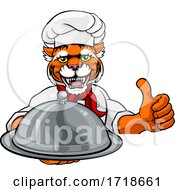 Tiger Chef Mascot Sign Cartoon Character