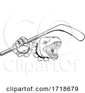Poster, Art Print Of Dinosaur Ice Hockey Player Animal Sports Mascot