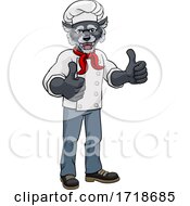 Poster, Art Print Of Wolf Chef Mascot Cartoon Character