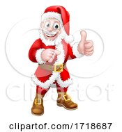 Santa Claus Thumbs Up Pointing Christmas Cartoon