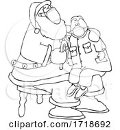 Poster, Art Print Of Cartoon Corona Virus Santa Wearing A Mask And Giving A Boy A Candy Cane
