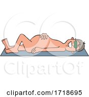 Poster, Art Print Of Cartoon Happy Nude Man Sun Bathing On A Beach Towel