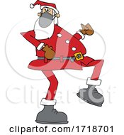 Poster, Art Print Of Cartoon Covid Santa Wearing A Mask And Strutting