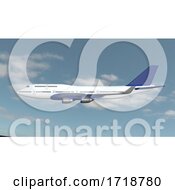 Airplane Isolated On Cloud Sky Background
