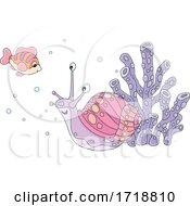 Poster, Art Print Of Cute Sea Snail And Fish