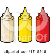 Mayo Mustard And Ketchup Condiment Bottles by Any Vector