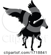 Poster, Art Print Of Pegasus Silhouette Mythological Winged Horse