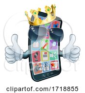Mobile Phone Cool King Thumbs Up Cartoon Mascot