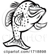 Crappie Fish Standing Up Mascot Black And White