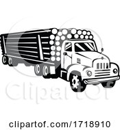 Poster, Art Print Of Vintage Logging Truck Log Truck Log Hauler Or Timber Lorry Woodcut Black And White