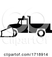 Snow Plow Pick Up Truck Icon Sign Black And White