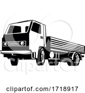 Lightweight Flatbed Truck Viewed From Low Angle Retro Black And White