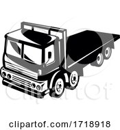 Poster, Art Print Of Light Weight Flatbed Truck-High-Angle-Bw-Cut
