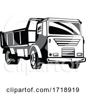 Dumper Truck Dump Truck Or Tipper Truck Retro Woodcut Black And White