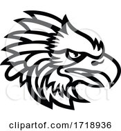 Poster, Art Print Of Head Of An American Harpy Eagle Side View Mascot Black And White