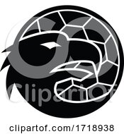 Poster, Art Print Of Head Of European Eagle Inside Handball Ball Mascot Black And White