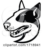 Poster, Art Print Of Head Of Bull Terrier Dog Side View Mascot Black And White