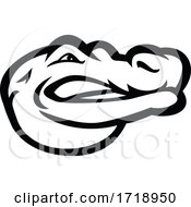Alligator Or Gator Head Side View Mascot Black And White by patrimonio