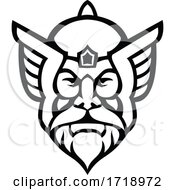 Head Of Thor Norse God Front View Mascot Black And White by patrimonio