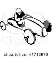 Poster, Art Print Of Soap Box Derby Or Soapbox Car Racer Racing Retro Black And White