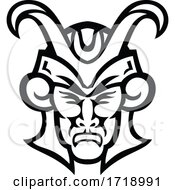 Head Of Loki Norse God Front View Mascot Black And White