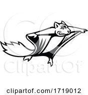 Poster, Art Print Of Northern Flying Squirrel Mascot Black And White