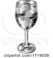 Poster, Art Print Of Wine Glass Retro Vintage Woodcut Etching Style
